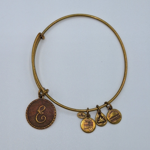 Alex and Ani Rafaelian Gold Finish "E" Bangle - Picture 2 of 9